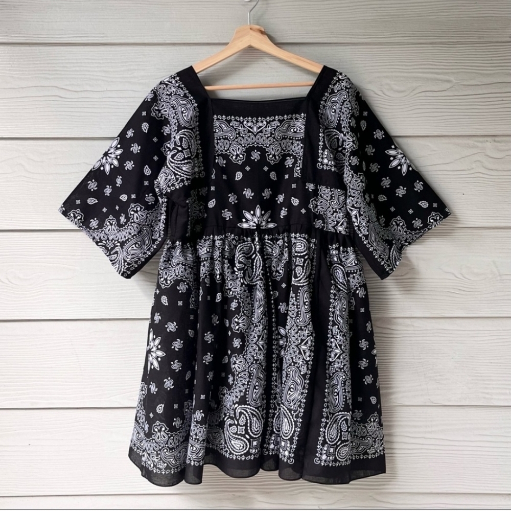 Handmade Bandana Short Dress in Black M
